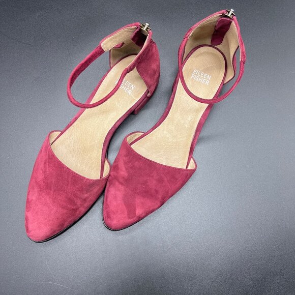 Eileen Fisher Women's Cerise Hutton Suede Ankle Strap Chunky Heel 8.5 - Picture 3 of 6